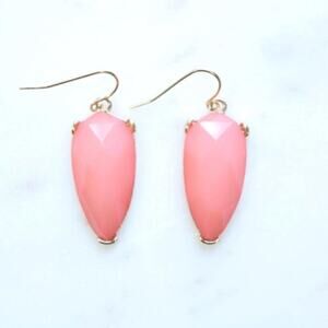 New Boutique Pink & Gold Trim Pear Shape Dangle Drop Earrings